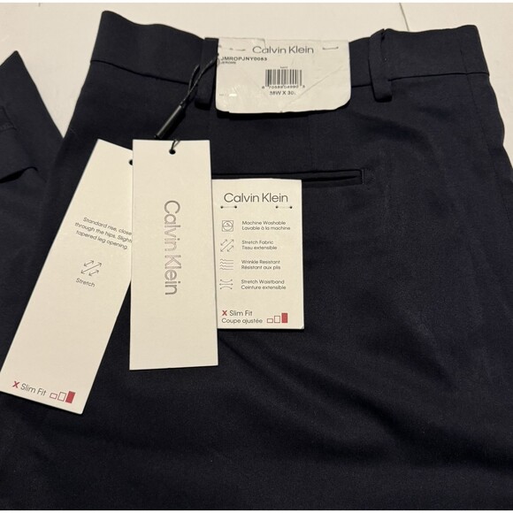 Calvin Klein Mens Size 38x30 Navy Blue Jerome Slim Fit Dress Pants Chinos - Picture 6 of 11